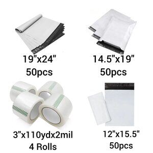 150 Large Poly Mailers + 4 Rolls 3" Heavy Duty Tape – Bulk Shipping Supply Set